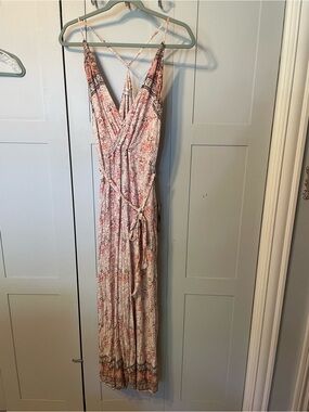 Mahina Pink Floral  Maxi Jumpsuit with Strappy Back